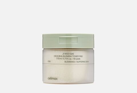 Пэды для борьбы с несовершенствами кожи Celimax Jiwoogae cica BHA blemish toner pad, 60шт