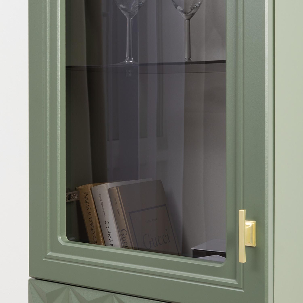 Марион шкаф навесной 16.334 Дымчатый зеленый / Олива шагрень