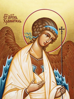 Икона под старину А5. Дерево, холст (Ангелы)