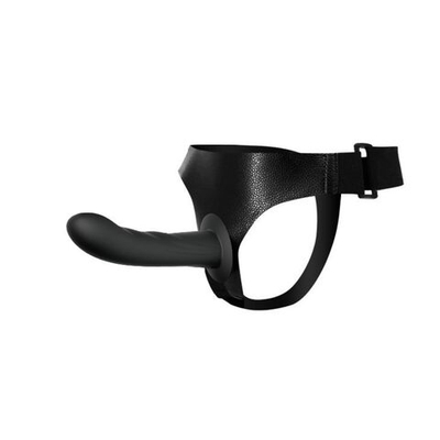 Страпон на эластичных ремнях Ultra Harness Karin Dildo - 16,8 см. (Цвет: черный)