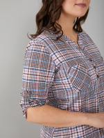 Блузка БЛ-131/коричнево-розоваяклетка