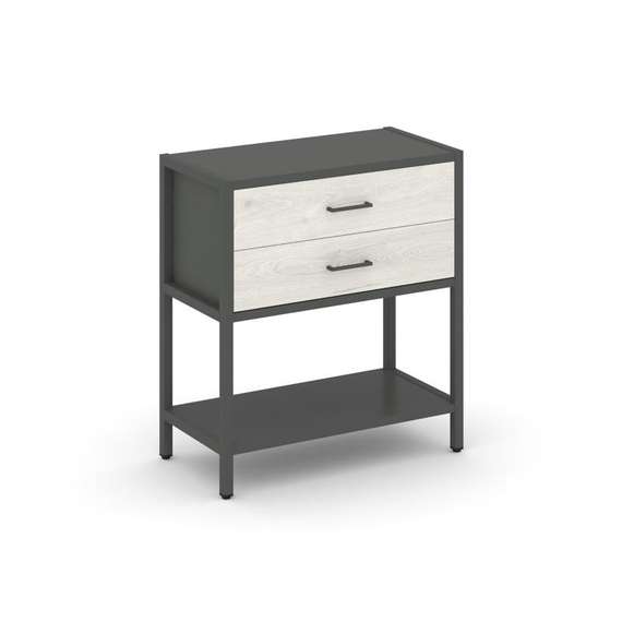 Shelf System Односекционный стеллаж двухярусный с ящиками SN.STM-212 Антрацит/Дуб Наварра/Металл Ант