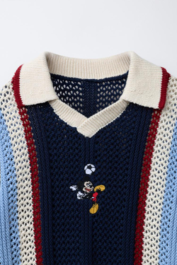 ZARA ВЯЗАНОЕ ПОЛО С МИККИ МАУСОМ © DISNEY, МОРСКОЙ ЯРКО-СИНИЙ