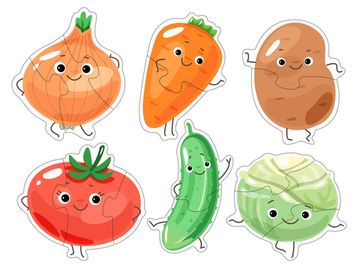 Пазлы контуры "Овощи" 6 фигурок Baby Toys (мягкие)