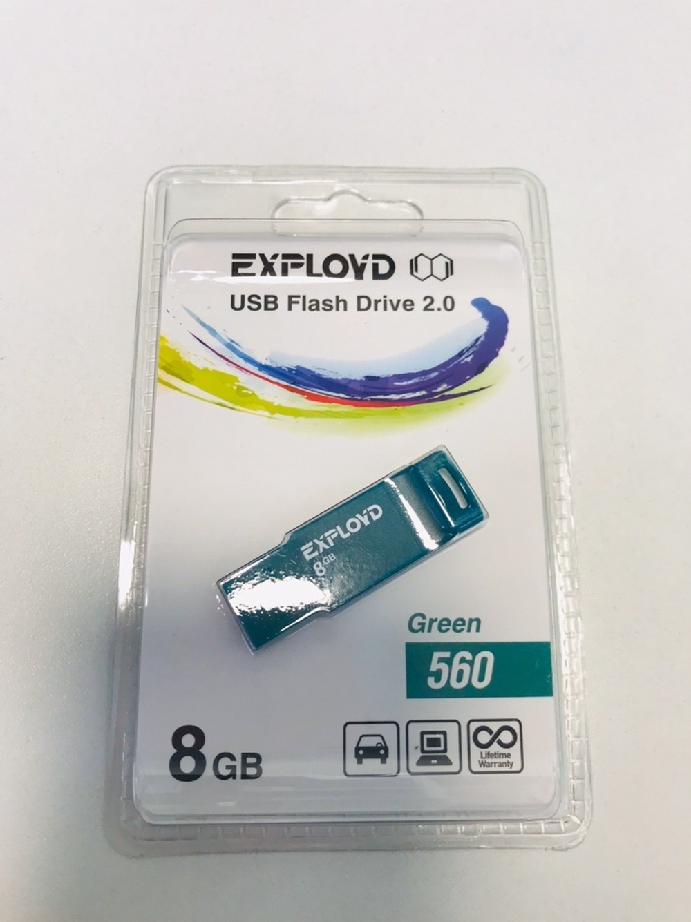 USB Флешка 8GB Exployd 560, USB 2.0, зеленая