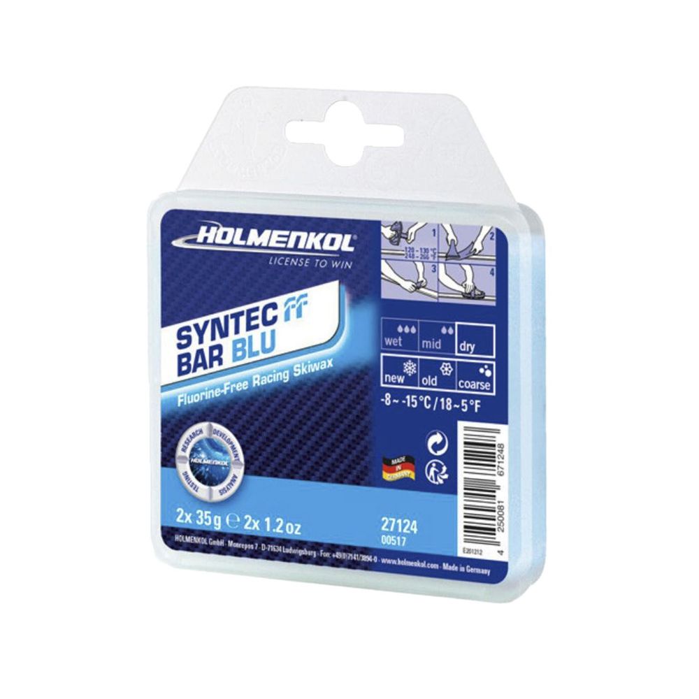 Безфтористый парафин скольжения твердый Holmenkol Syntec FF Bar Blue 70g