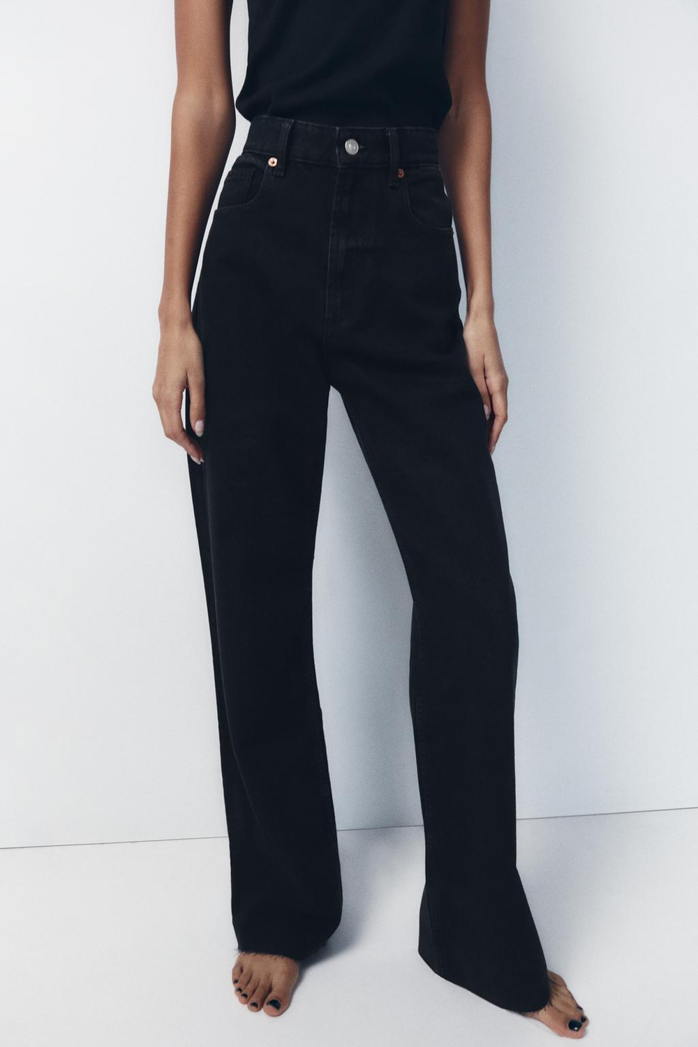 Джинсы с высокой посадкой trf wide leg
