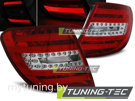 Задние фонари Mercedes C W204 red white led bar