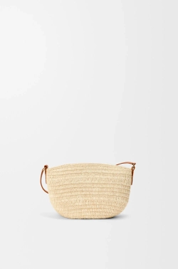 Loewe Сумка Eclipse из рафии и телячьей кожи, натуральный/коричневый