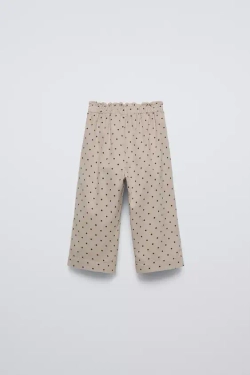 ZARA БРЮКИ В ГОРОШЕК ИЗ ТОНКОГО ВЕЛЬВЕТА, СЕРОВАТО-КОРИЧНЕВЫЙ