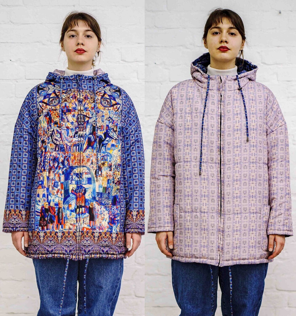Двусторонняя куртка "Нарвские ворота", по мотивам картины «Нарвские ворота» художника Филонова