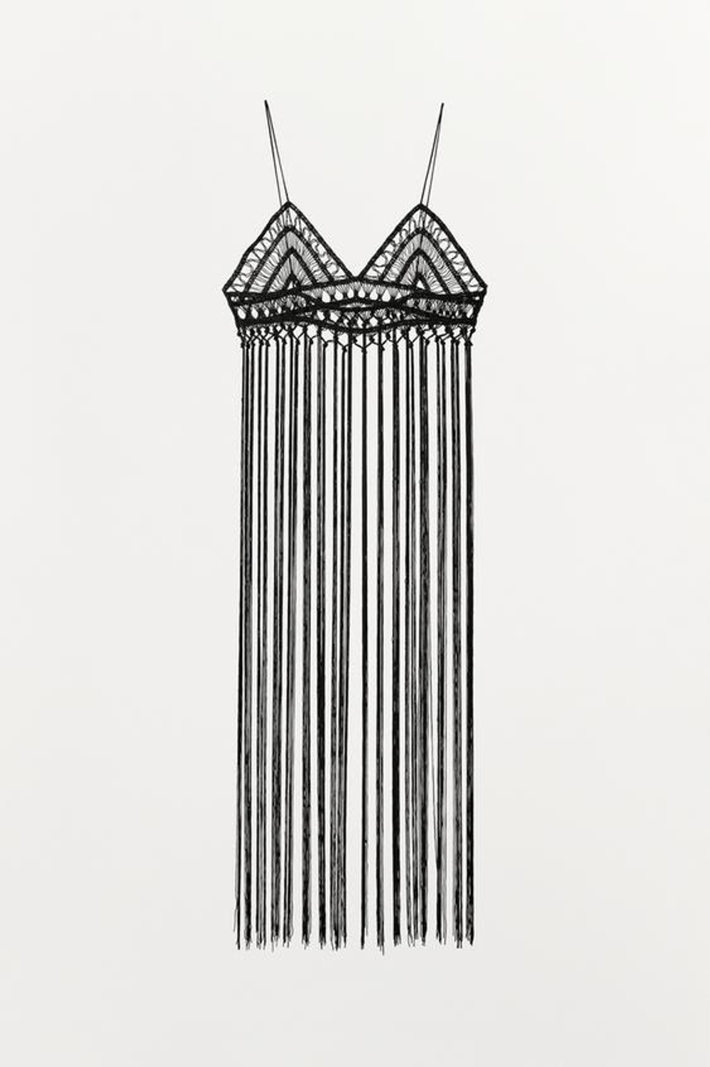 ZARA БЮСТГАЛЬТЕР КРОШЕ С БАХРОМОЙ, ЧЕРНЫЙ