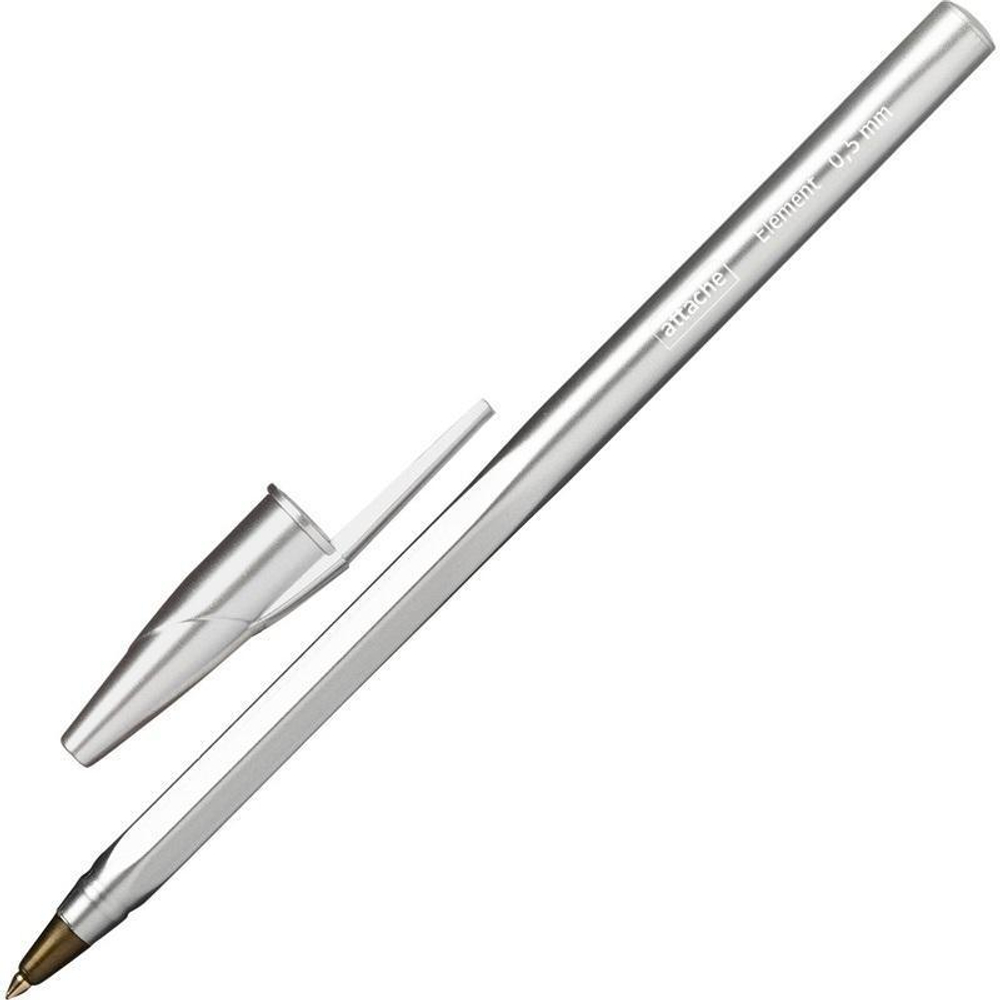 Ручка шариковая Attache Element синяя (серебристый корпус, толщина линии 0.5 мм)