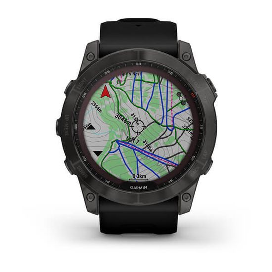 Часы Garmin Fenix 7X Sapphire Solar, карбоново-серый DLC титан с черным силиконом 010-02541-11