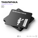 Табличка Библиотека, на дверь и стену, информационная и навигационная, серия CONCEPT, 18х18 см, пластиковая, Айдентика Технолоджи