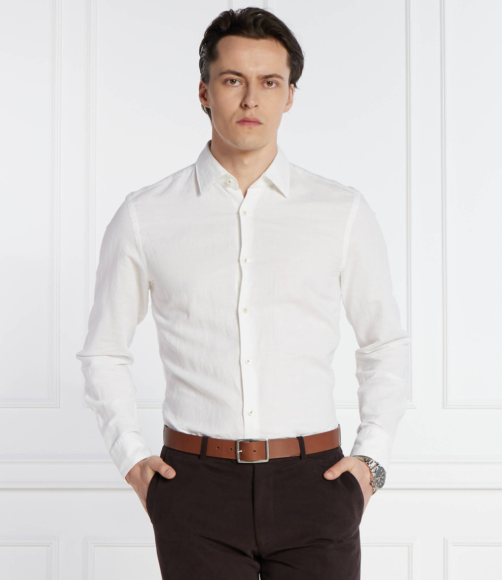 Льняная рубашка C-HAL-kent-C4-232 BOSS BLACK - белый(50513661)