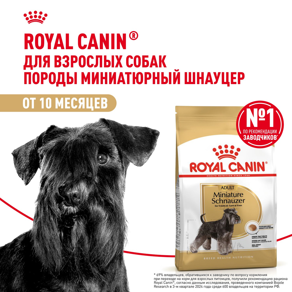 Royal Canin Miniature Schnauzer Adult Миниатюрный Шнауцер Эдалт Корм сухой для взрослых собак породы Миниатюрный Шнауцер от 10 месяцев 3кг