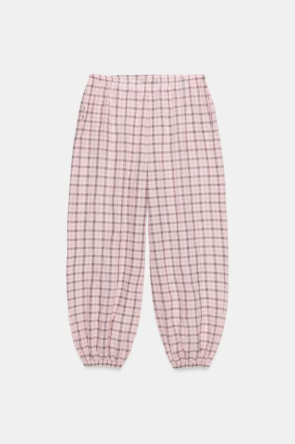 ZARA БРЮКИ-ШАРЫ В КЛЕТКУ — ZW COLLECTION, РОЗОВЫЙ