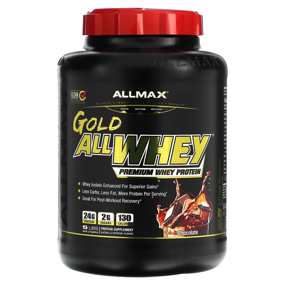 ALLMAX, GOLD ALLWHEY®, сывороточный протеин премиального качества, шоколад, 2,27 кг (5 фунтов)