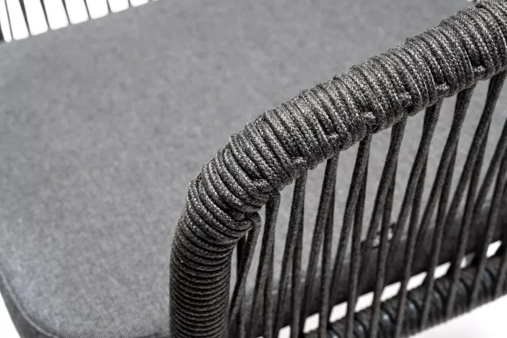 "Венето" обеденная группа на 6 персон со стульями "Марсель", каркас темно-серый, роуп темно-серый