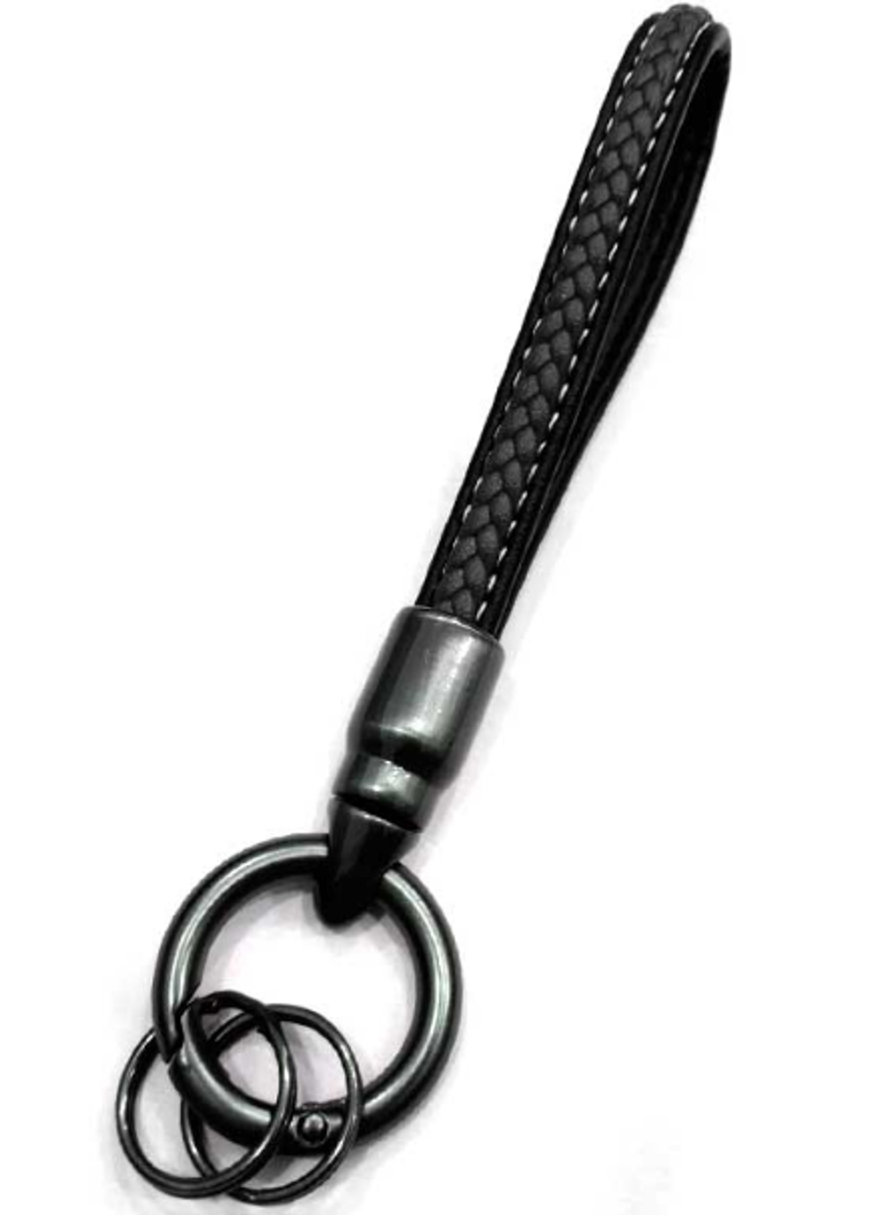 Брелок для ключей Кожа Хлястик (декор плетенка) X105-A-BL черный