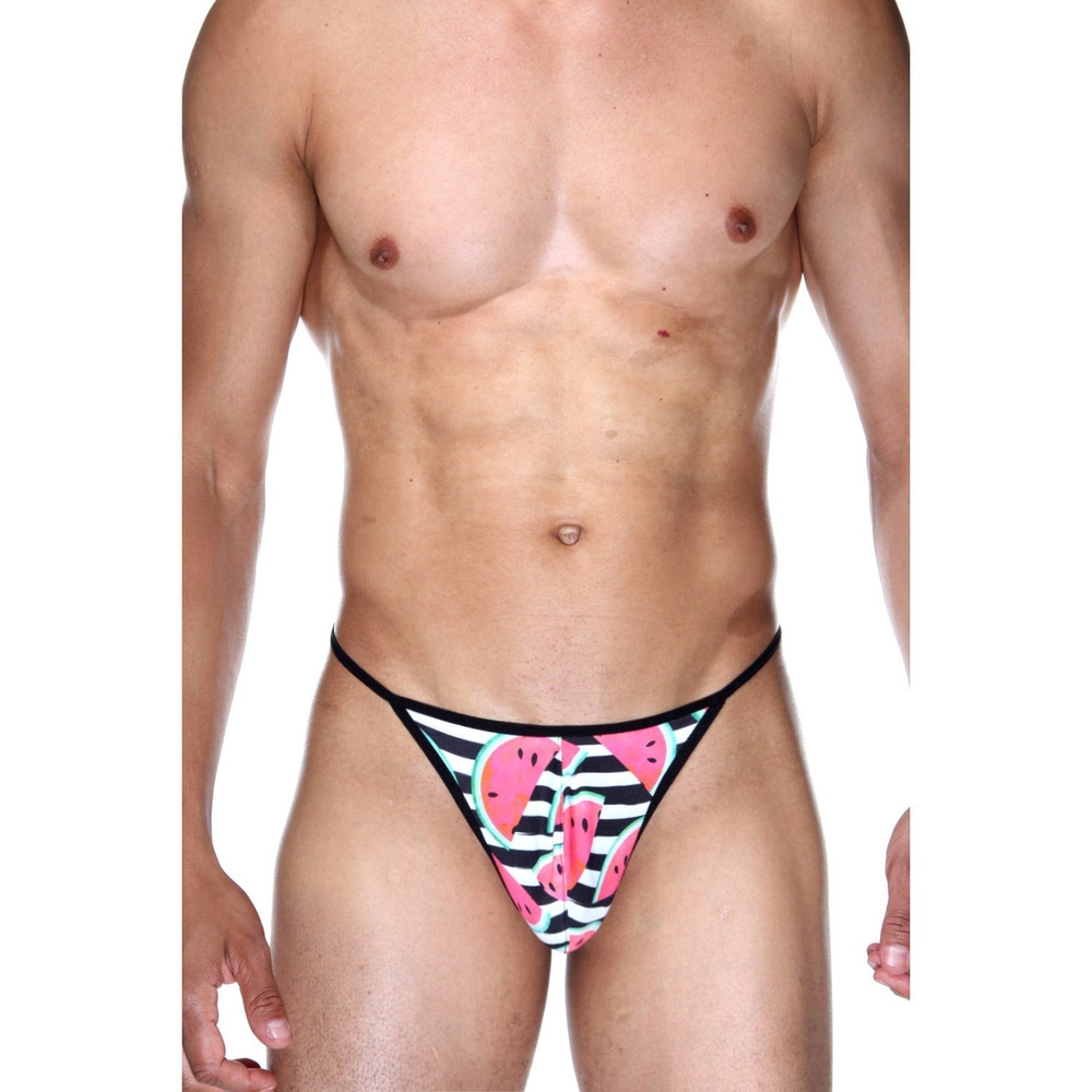 Мужские трусы стринги черно-белые с принтом DARKZONE DZN6667