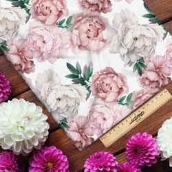 Ткань шелк Армани пионы нежные весенние