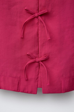 ZARA СТРУЯЩАЯСЯ РУБАШКА С БАНТИКАМИ, ФУКСИЯ