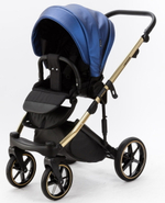 Детская коляска Adamex Lumi Air SE Deluxe 3 в 1 L-SM503 (СИН.ПЕРЛ.КОЖА+ЗОЛОТО РАМА)