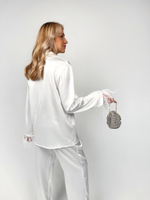 Костюм шелк с пером Белый 4