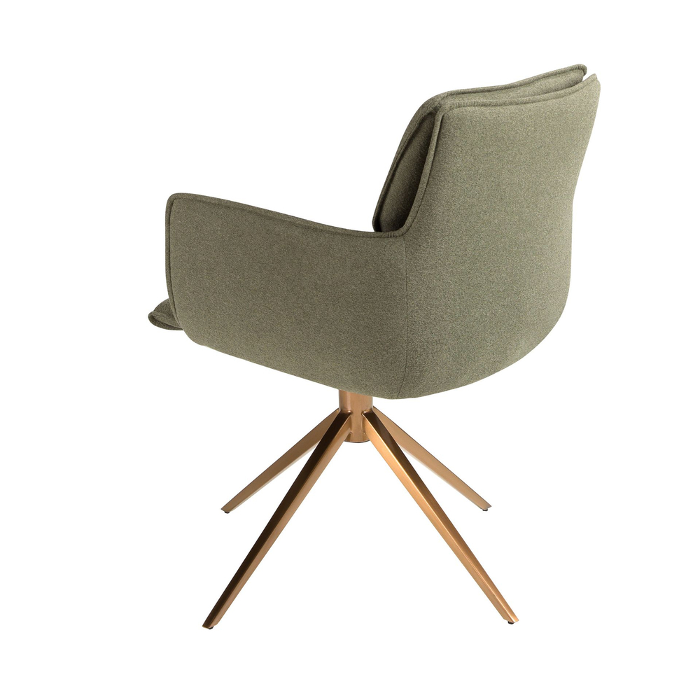 Поворотное кресло 4238 из оливково-зеленой ткани