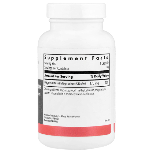 Allergy Research Group, цитрат магния, 90 вегетарианских капсул (170 мг в 1 капсуле)