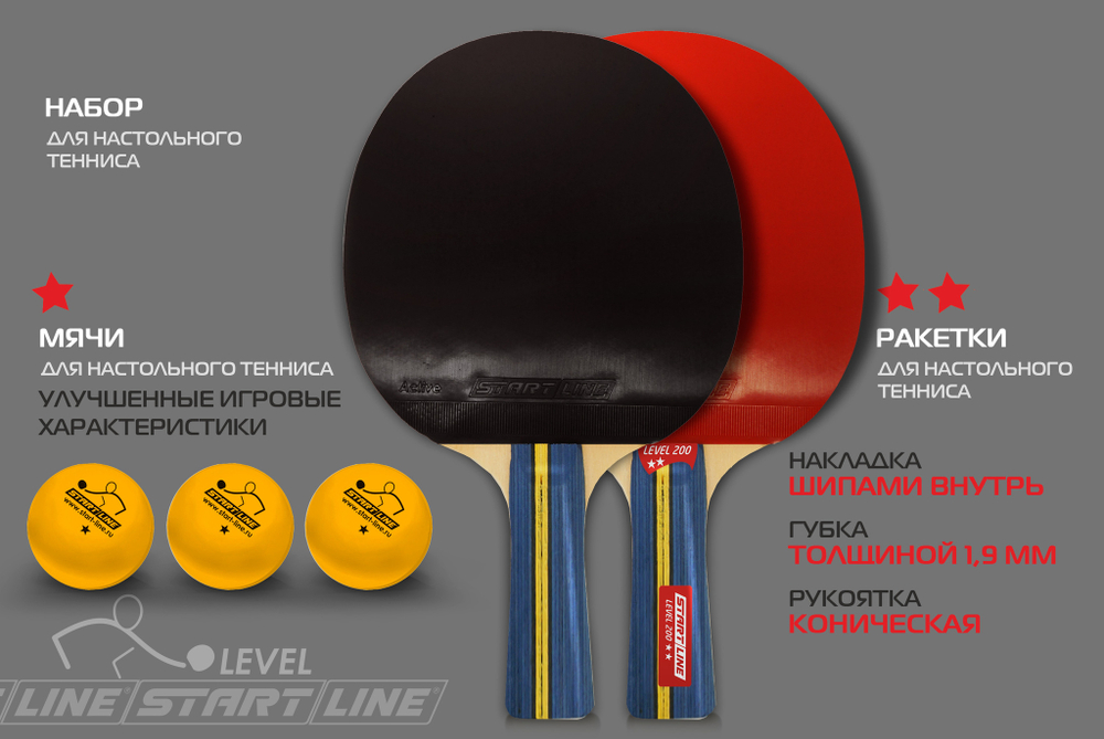 Набор 2 р-ки Level 200, 3 мяча Club Select