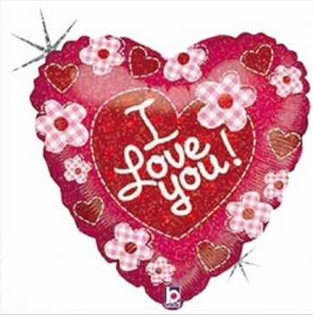 Г 18" Сердце Я Люблю Тебя розовый Голография