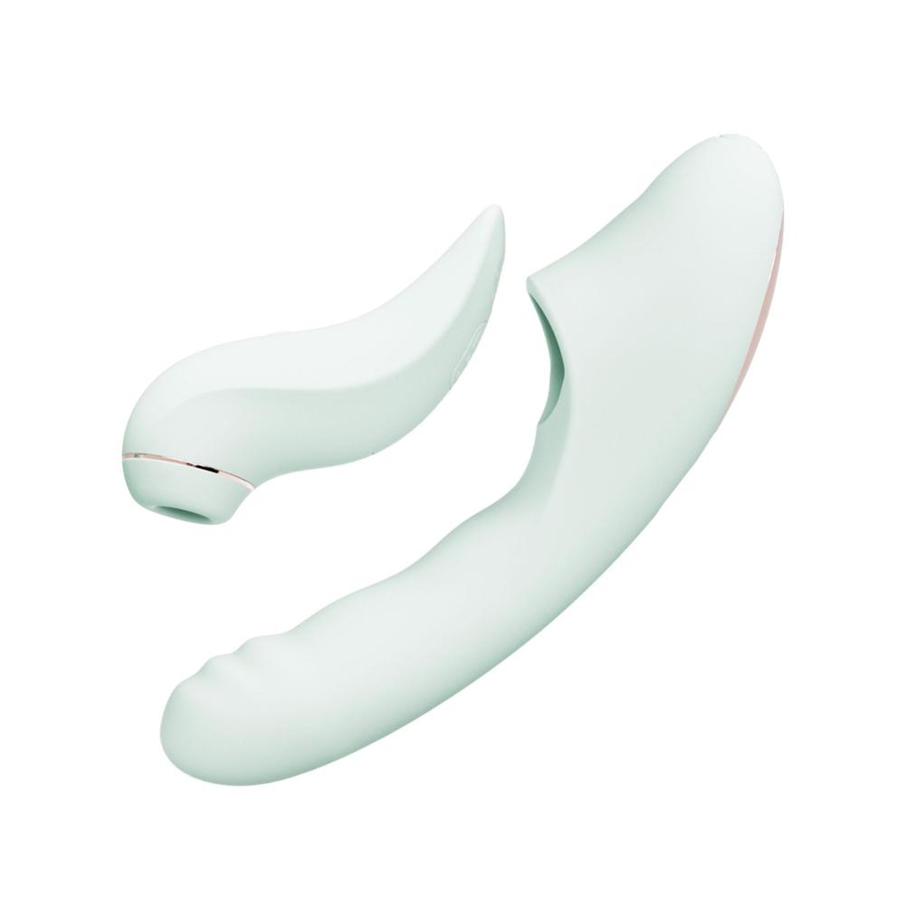 Мятный вибратор-кролик из 2 частей Fatima - 19 см.