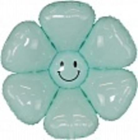 Шар (28""/71 см) Цветок, Ромашка (надув воздухом), Бирюзовый, 1 шт. В034