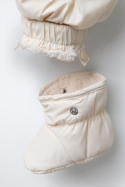 ZARA НЕЙЛОНОВЫЙ КОМБИНЕЗОН СО СЪЕМНЫМИ ВАРЕЖКАМИ И ПИНЕТКАМИ, ЭКРЮ