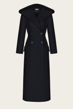 Черное шерстяное пальто "Элен" с капюшоном