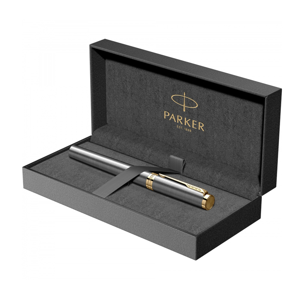Ручка роллер Parker Ingenuity Grey Core GT (2213727) F черн. черн. подар.кор.