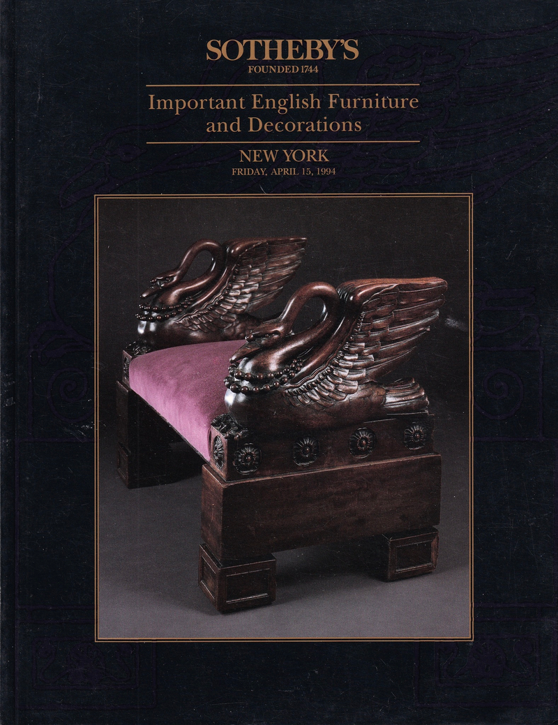 Каталог аукциона Sotheby's, Нью-Йорк, Шедевры английской мебели и декора от 15 апреля 1994 года