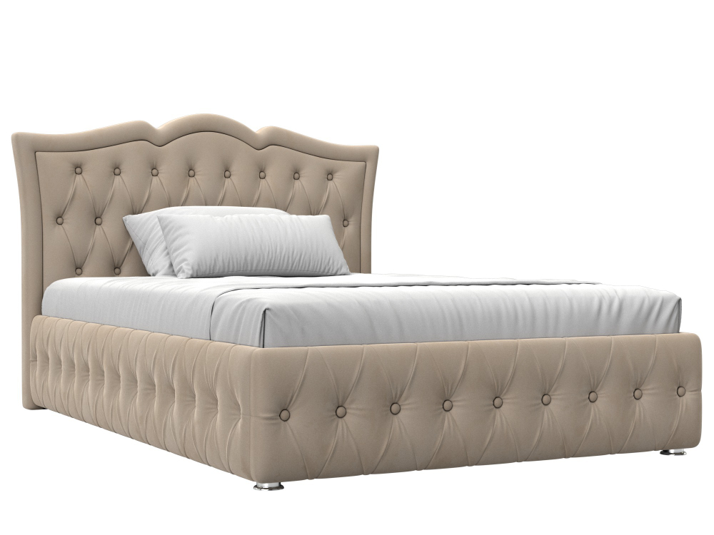 Кровать интерьерная Герда 140, Бежевый, Велюр, 120192