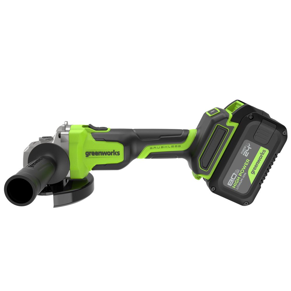 Угловая шлифовальная машина акк. Greenworks AG590, 24V, б/щет, 125 мм, 8500 об/мин, Anti-Kickback,1х8Ач,ЗУ,кор (3201007CUH)