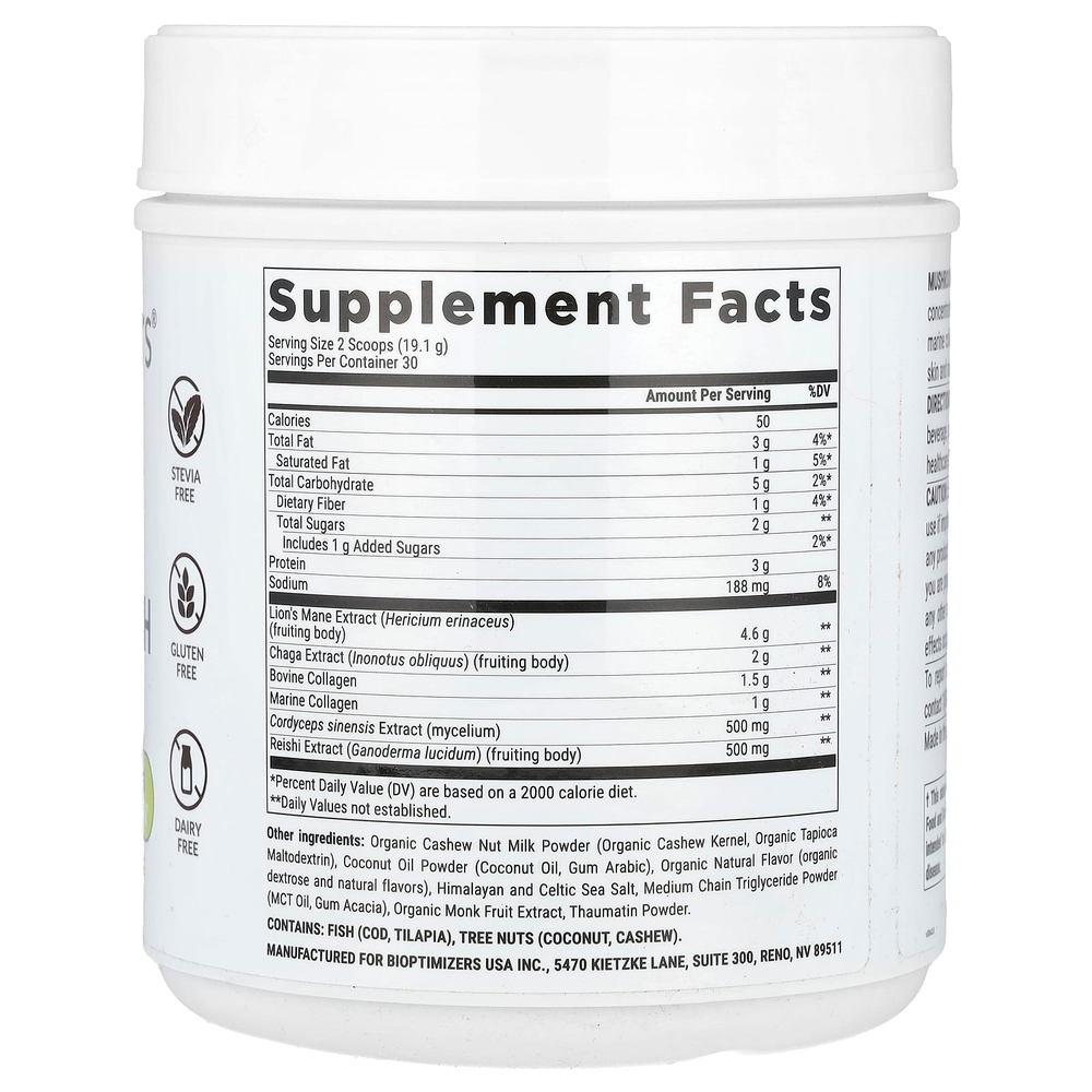 BIOptimizers, Mushroom Breakthrough, гриб с коллагеном, соленая карамель, 573 г (20,2 унции)