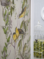 Ширма - перегородка для зонирования пространства деревянная с картинкой с обеих сторон "Райские птички", 3 створки, 480*1800 мм