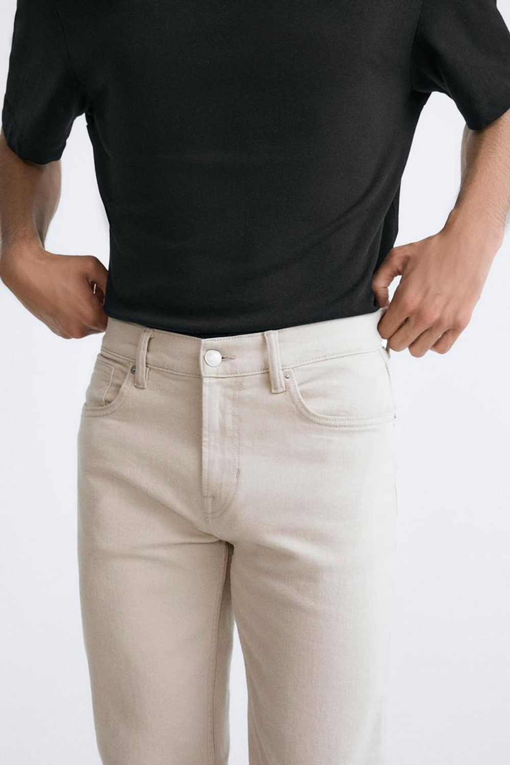 ZARA ДЖИНСЫ SLIM FIT, БЕЖЕВЫЙ