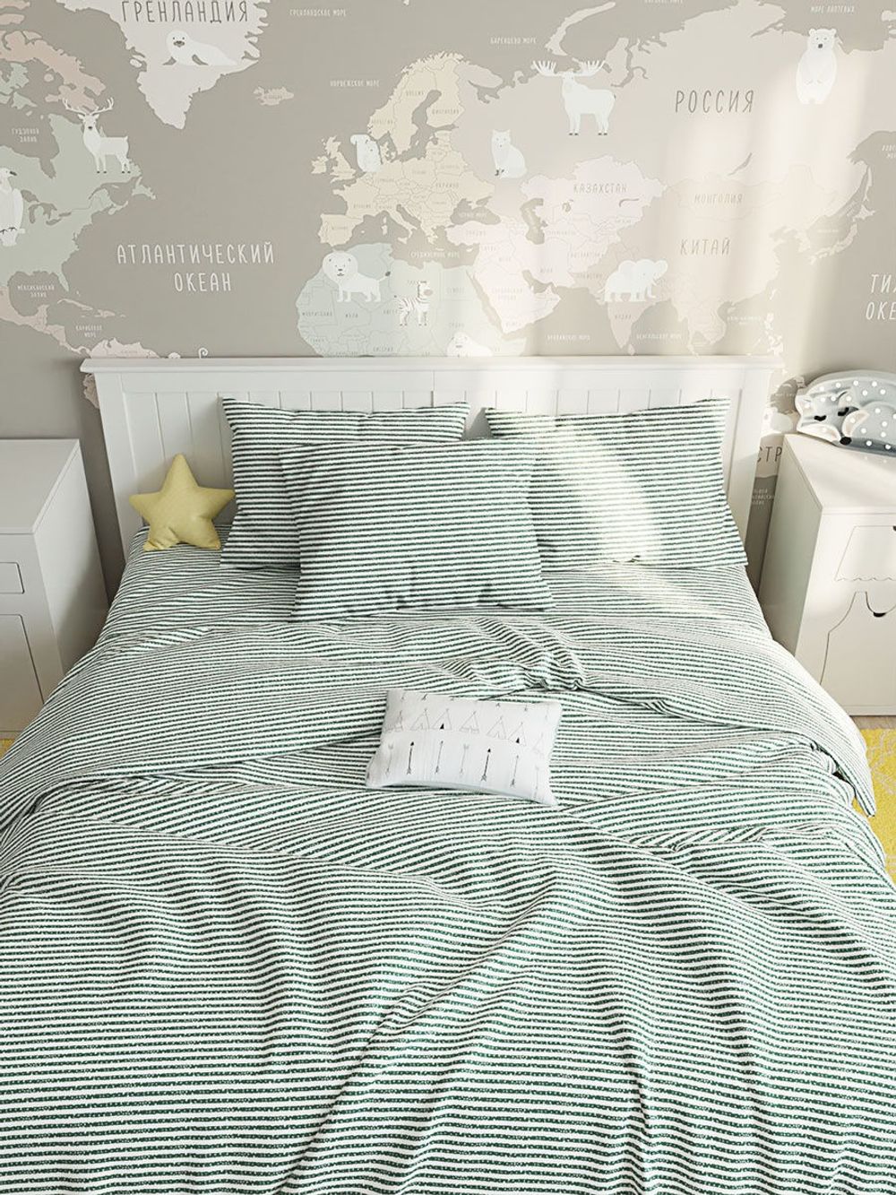 Простынь Сказка "Green" 240х215 см, перкаль