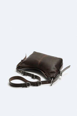 ZARA СУМКА ЧЕРЕЗ ПЛЕЧО С ПРЯЖКАМИ, КОРИЧНЕВЫЙ