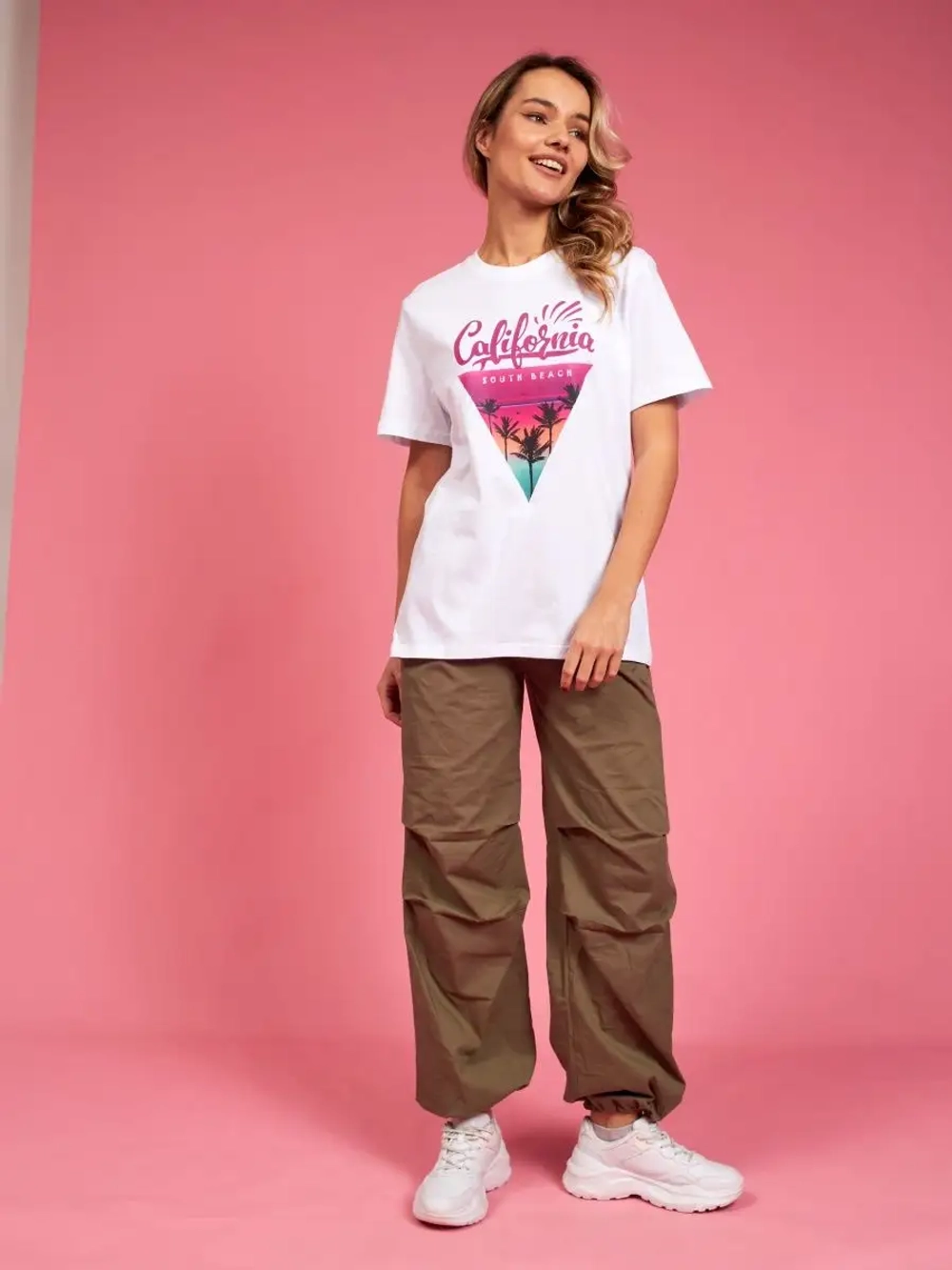 Футболка калифорния california оверсайз белая