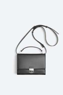 ZARA СУМКА С МЕТАЛЛИЧЕСКОЙ ЗАСТЕЖКОЙ И ПЛЕЧЕВЫМ РЕМНЕМ, ЧЕРНЫЙ