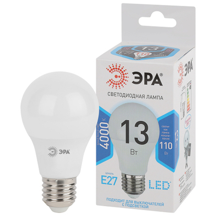 Лампочка светодиодная ЭРА STD LED A60-13W-840-E27 E27 / Е27 13 Вт груша нейтральный белый свет